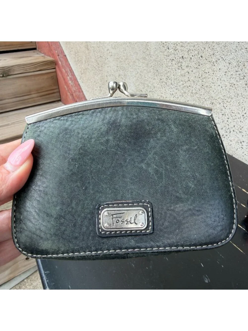 FOSSIL KISS LOCK LEATHER BLACK WALLET